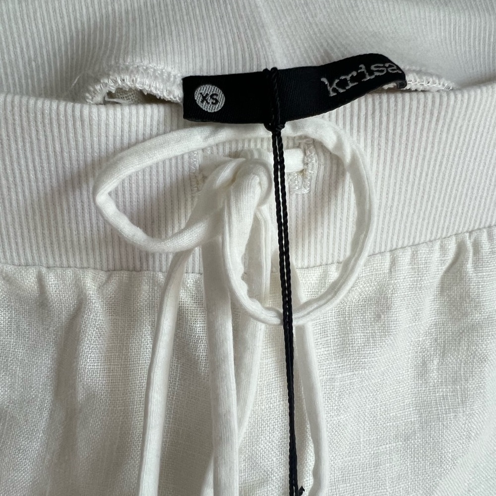 Krisa White Linen Drawstring Shorts - Picture 4 of 4